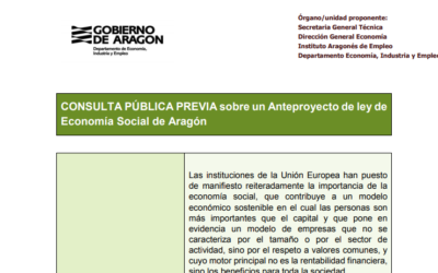 Consulta Pública Previa sobre un Anteproyecto de ley de Economía Social de Aragón